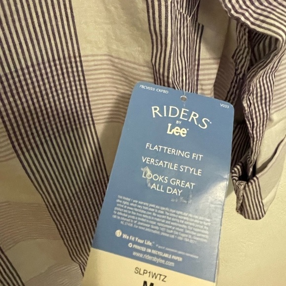 Riders by Lee Purple Plaid Cotton Top Size Medium NWT - Picture 3 of 5